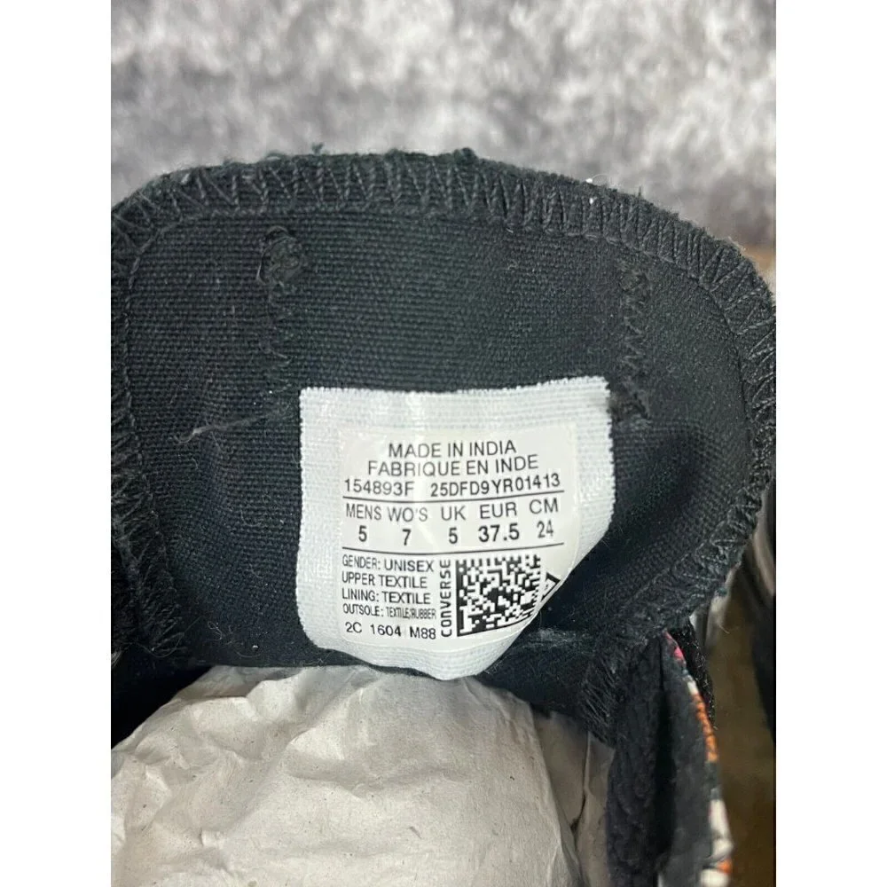Converse shoes Women 7 men 5 All Star Sugar Skull Black Day Of The Dead Sneakers